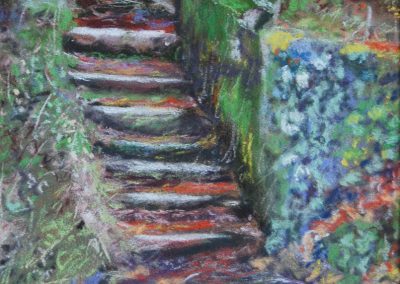 Le petit escalier sur le chemin de halage à Pont l'Abbé