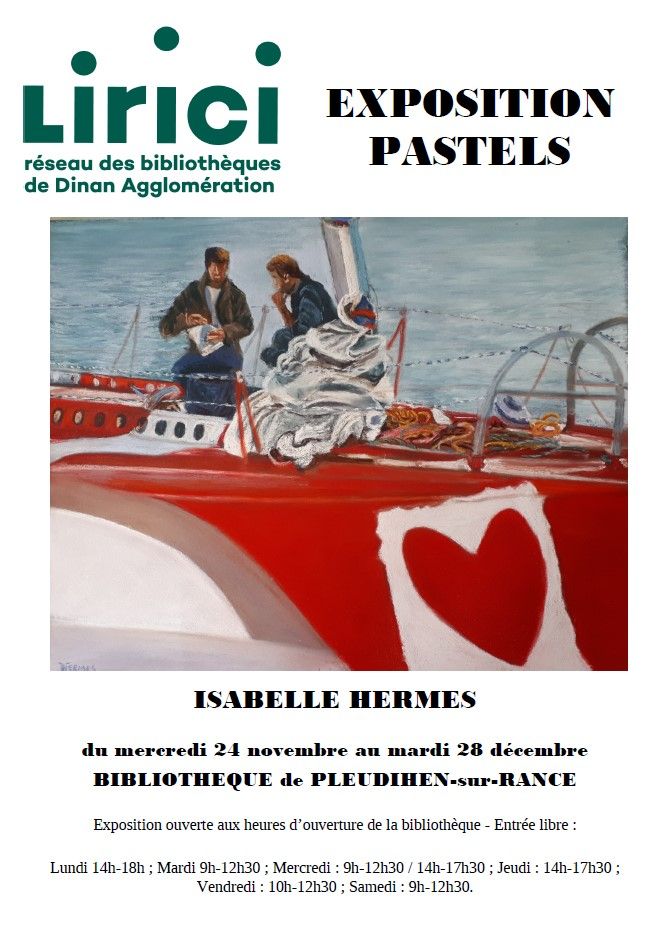 Exposition Pastels Isabelle Hermes à la bibliothèque de Pleudhien sur Rance 2021